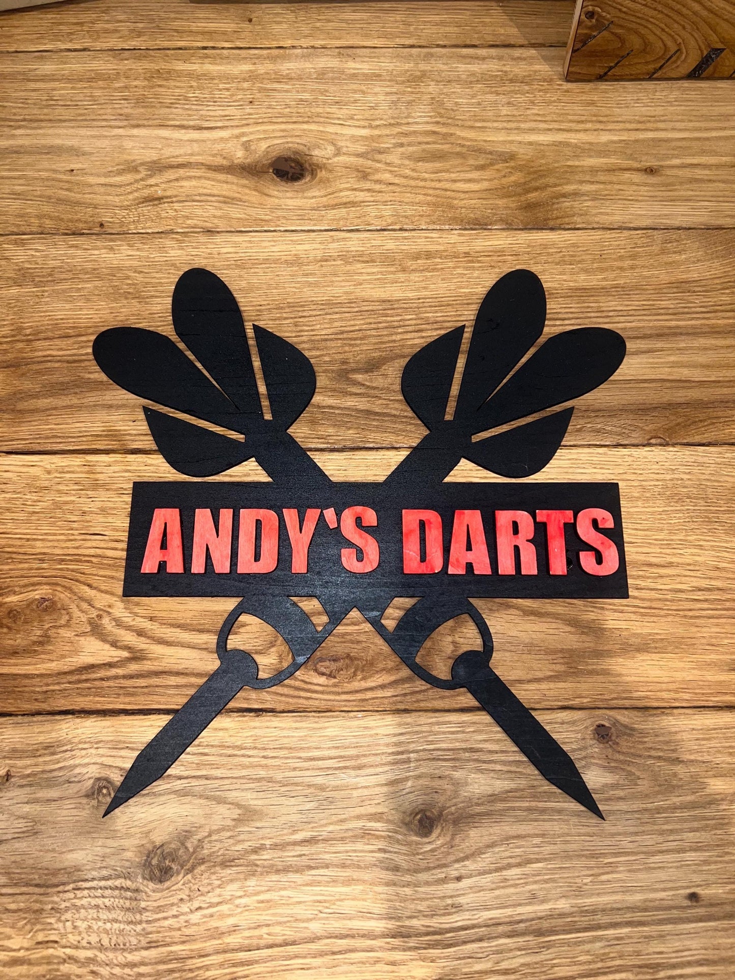 Customised darts sign.