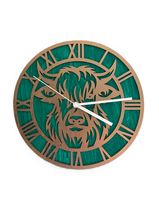Highland cow clock