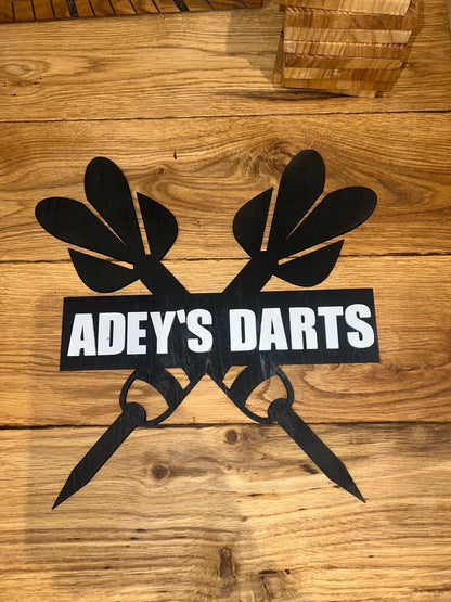 Customised darts sign.
